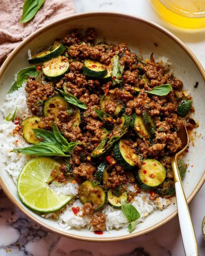 Ginger-Basil Beef and Zucchini Skillet Recipe