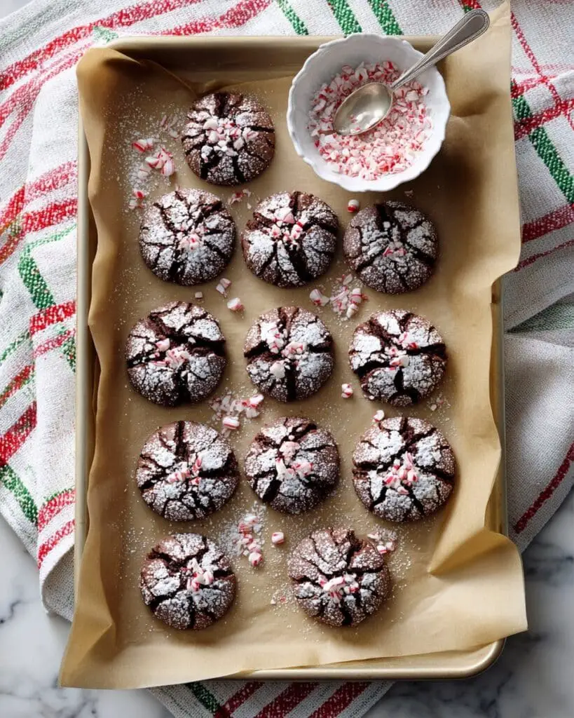 Chocolate-Peppermint Crinkle Cookies
