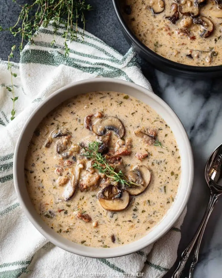 Creamy Mushroom Soup with Italian Sausage
