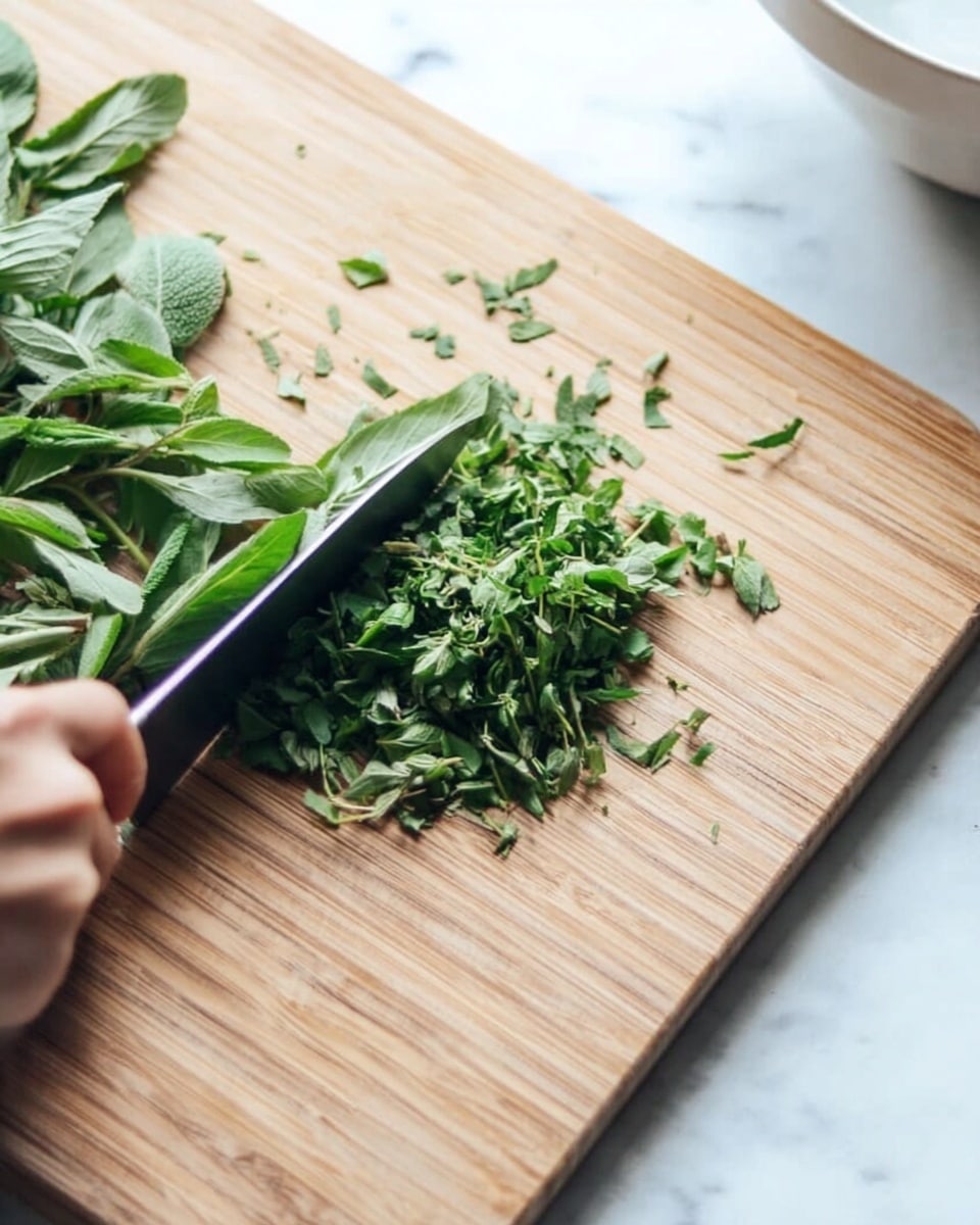 The image shows a white rectangular baking tray lined with white paper, filled with a single layer of thin, round white potato slices as the base. On top of the potato layer, there are ten pieces of raw chicken thighs, each seasoned with chopped green herbs and black pepper scattered on them. The chicken pieces vary in size and shape and are arranged closely but not overlapping, covering the potatoes evenly. The background is a white marbled texture. Photo taken with an iphone --ar 4:5 --v 7