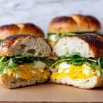 Sliced Egg Sandwich with Mustard and Arugula Recipe
