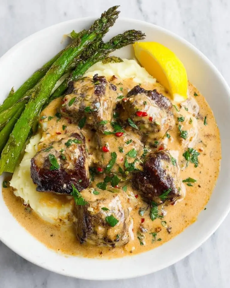 Garlic Butter Steak Bites with Parmesan Cream Sauce Recipe