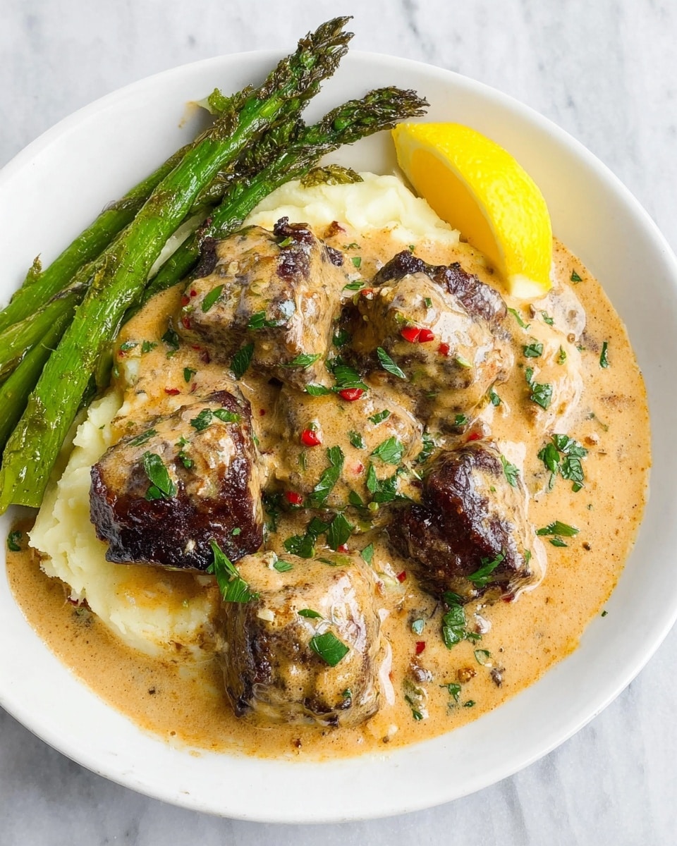 Garlic Butter Steak Bites with Parmesan Cream Sauce Recipe