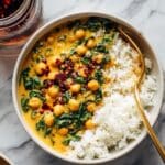 Chickpea Curry with Spinach and Rice Recipe