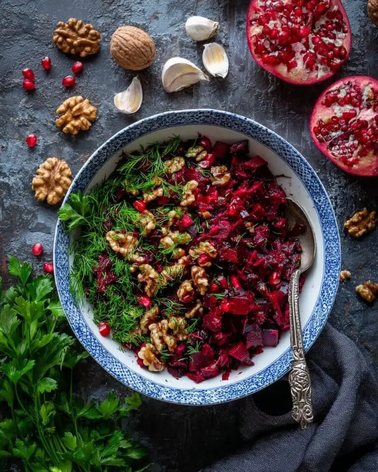 Turkish Beetroot Salad with Fresh Herbs, Walnuts, and Pomegranate Recipe