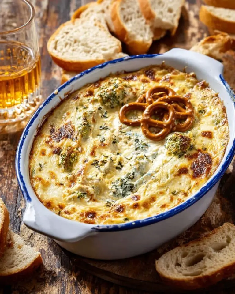 Creamy Broccoli Cheddar Dip with Mozzarella and Hot Sauce Recipe