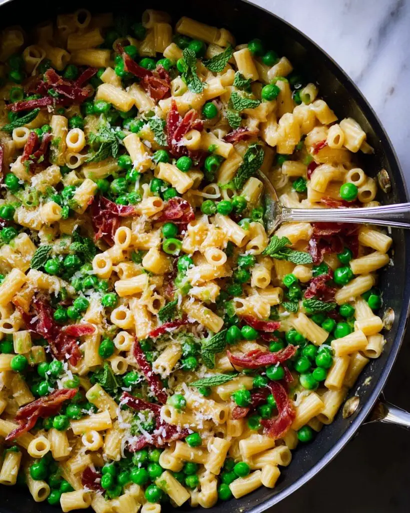 One-Pan Ditalini and Peas with Salami, Lemon, and Parmesan Recipe