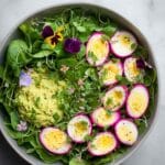 Red Beet Eggs Salad with Avocado and Watercress Recipe