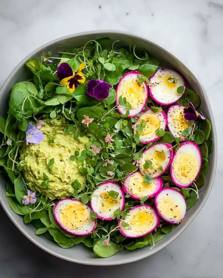 Red Beet Eggs Salad with Avocado and Watercress Recipe