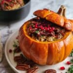 Stuffed Pumpkin with Mushroom Rice and Cranberries Recipe