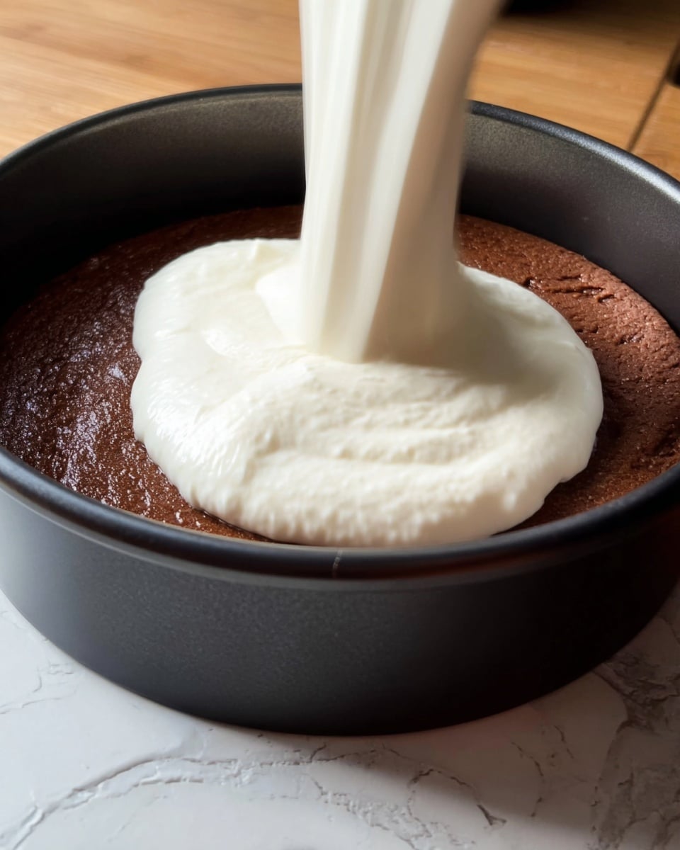 A round dessert on a white plate with brown speckles, filled with many small, round dollops of light brown cream evenly spaced to cover the entire top. Each dollop is dusted with a fine layer of cocoa powder, giving the surface a soft textured look. The plate is sitting on a white marbled surface, and a soft pink cloth is visible in the background. photo taken with an iphone --ar 4:5 --v 7
