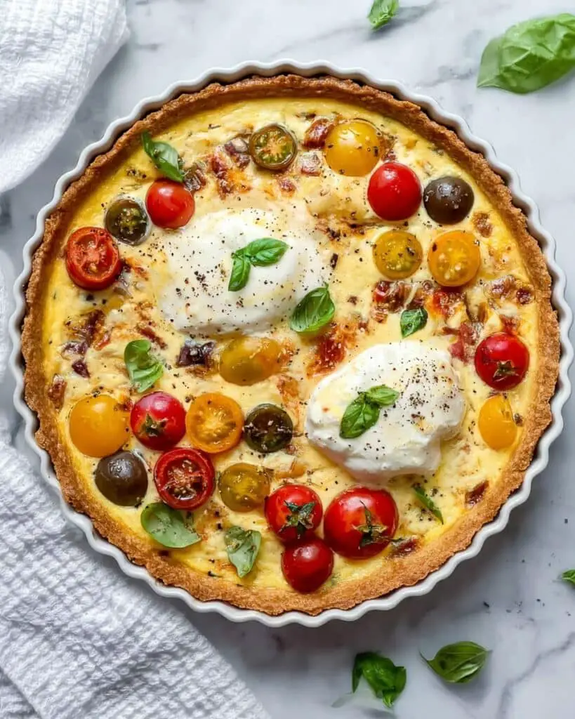 Burrata Cheese and Tomato Quiche with Parmesan Crust Recipe