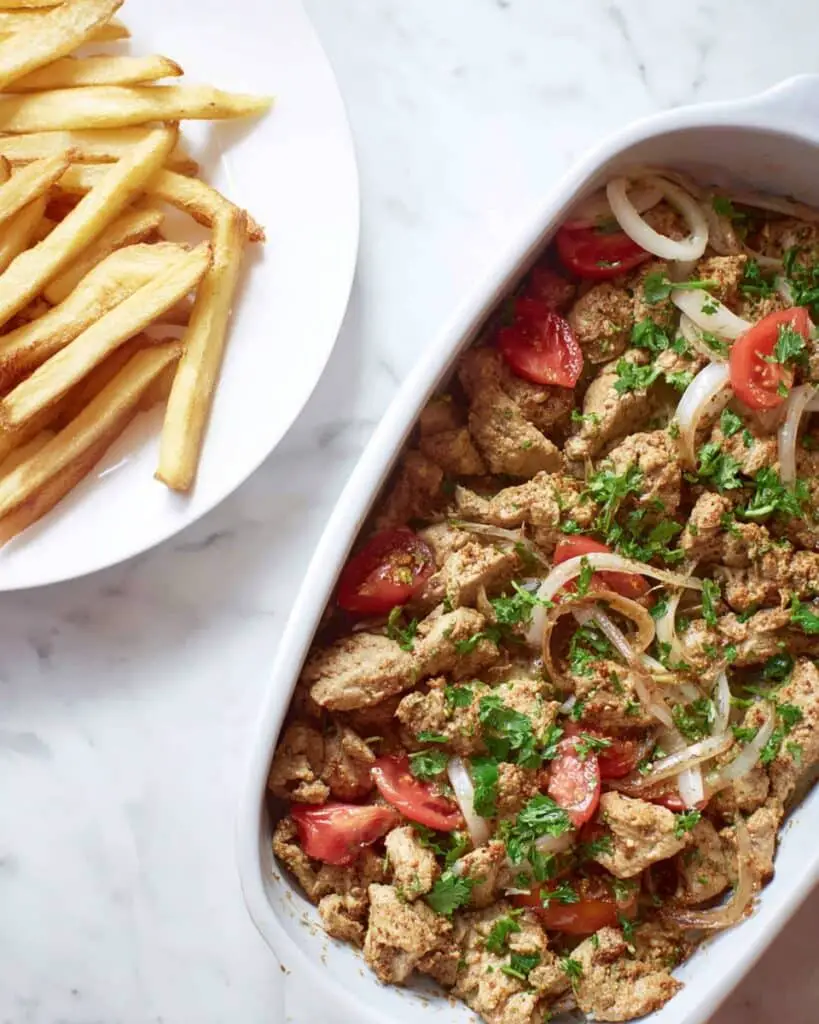Sheet Pan Chicken Shawarma with Batata Harra Fries Recipe