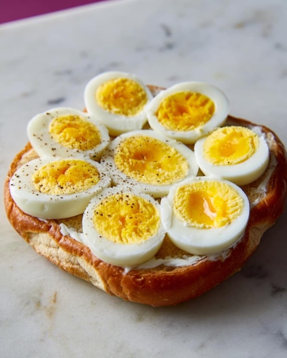 Sliced Egg Sandwich with Mustard and Arugula Recipe - Recipe Image