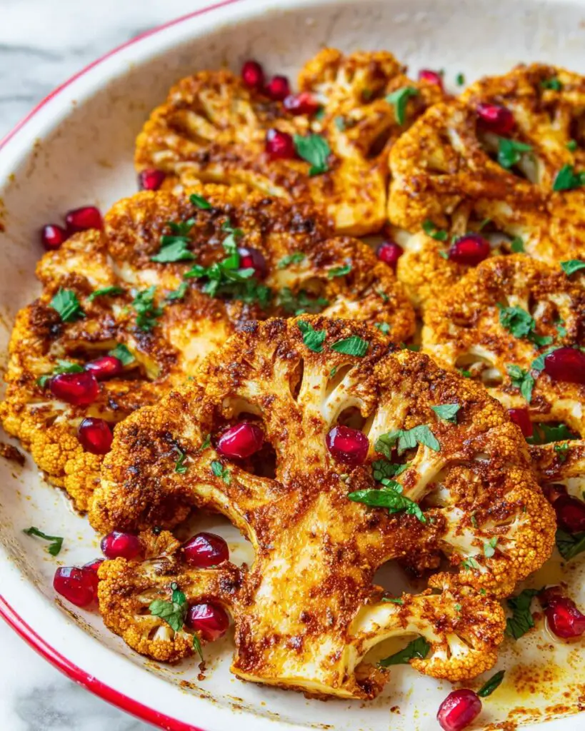 Spiced Roasted Cauliflower Steaks with Optional Garnishes Recipe