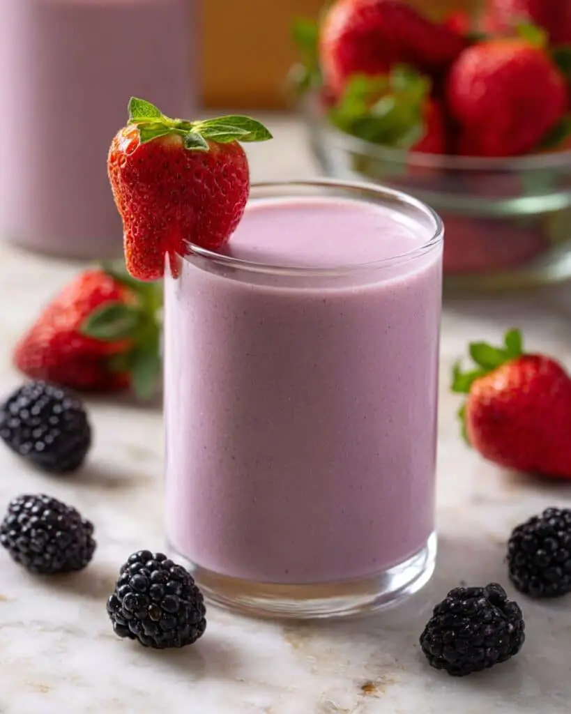 Creamy Blackberry Strawberry Smoothie with Coconut Water and Banana Recipe