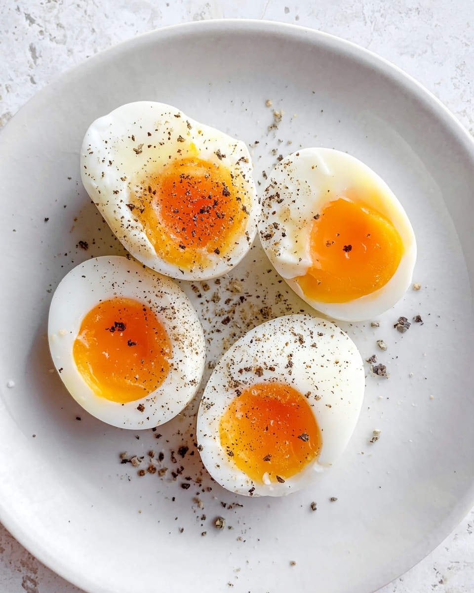 A white plate holds a creamy beige base spread out evenly as the first layer. On top of this, there is a pile of bright orange cooked carrots with green tops, arranged in a loose cluster. Scattered over the carrots and base are small pieces of crushed green pistachios. On the carrots, there are three halved boiled eggs with white edges and slightly soft yolks, decorated with a light sprinkle of black pepper and chopped pistachios. The plate is placed on a white marbled surface. Photo taken with an iphone --ar 4:5 --v 7