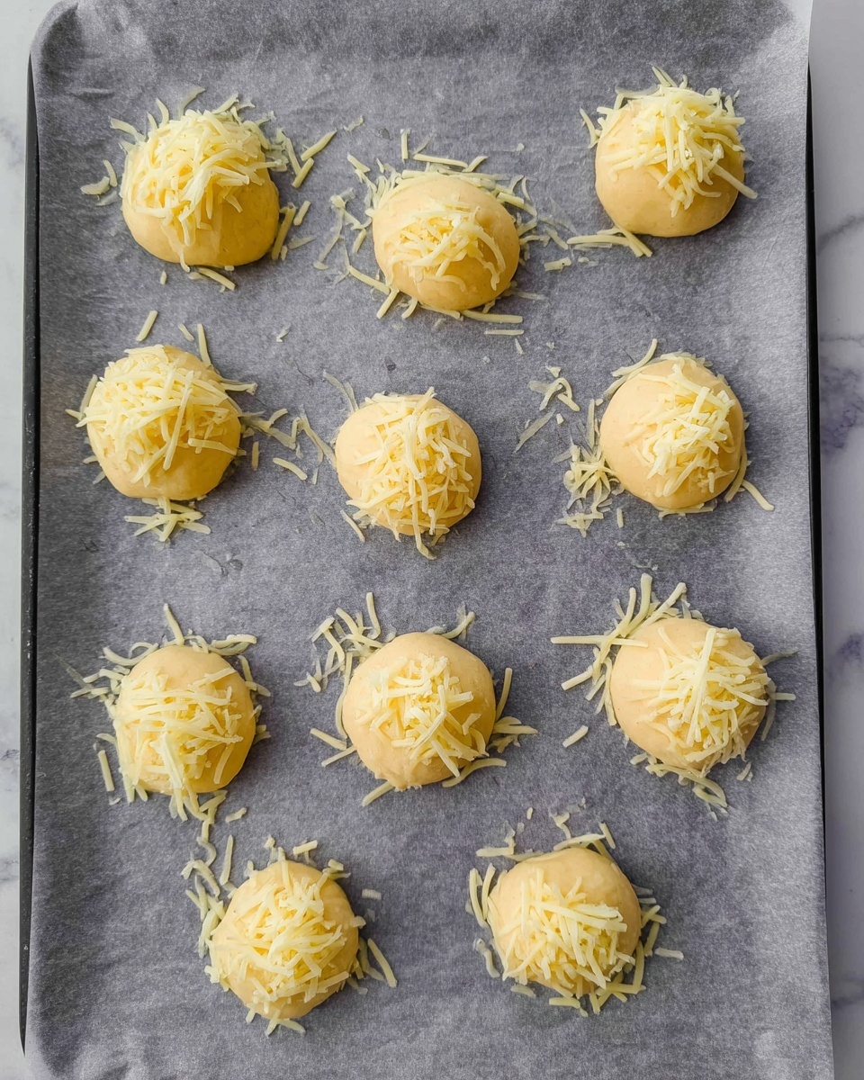 A white bowl filled with about ten golden brown cheese puffs stacked on top of each other, showing a slightly crispy and bumpy texture with melted cheese on the surface. The bowl is placed on top of folded light grey cloth napkins on a wooden table. In the background, there are two glasses filled with dark red wine and a bottle of wine, slightly out of focus, along with a white bowl holding grated cheese. One cheese puff sits outside the bowl on the right side with some small crumbs scattered near it. The setting gives a warm and cozy feeling. Photo taken with an iphone --ar 4:5 --v 7