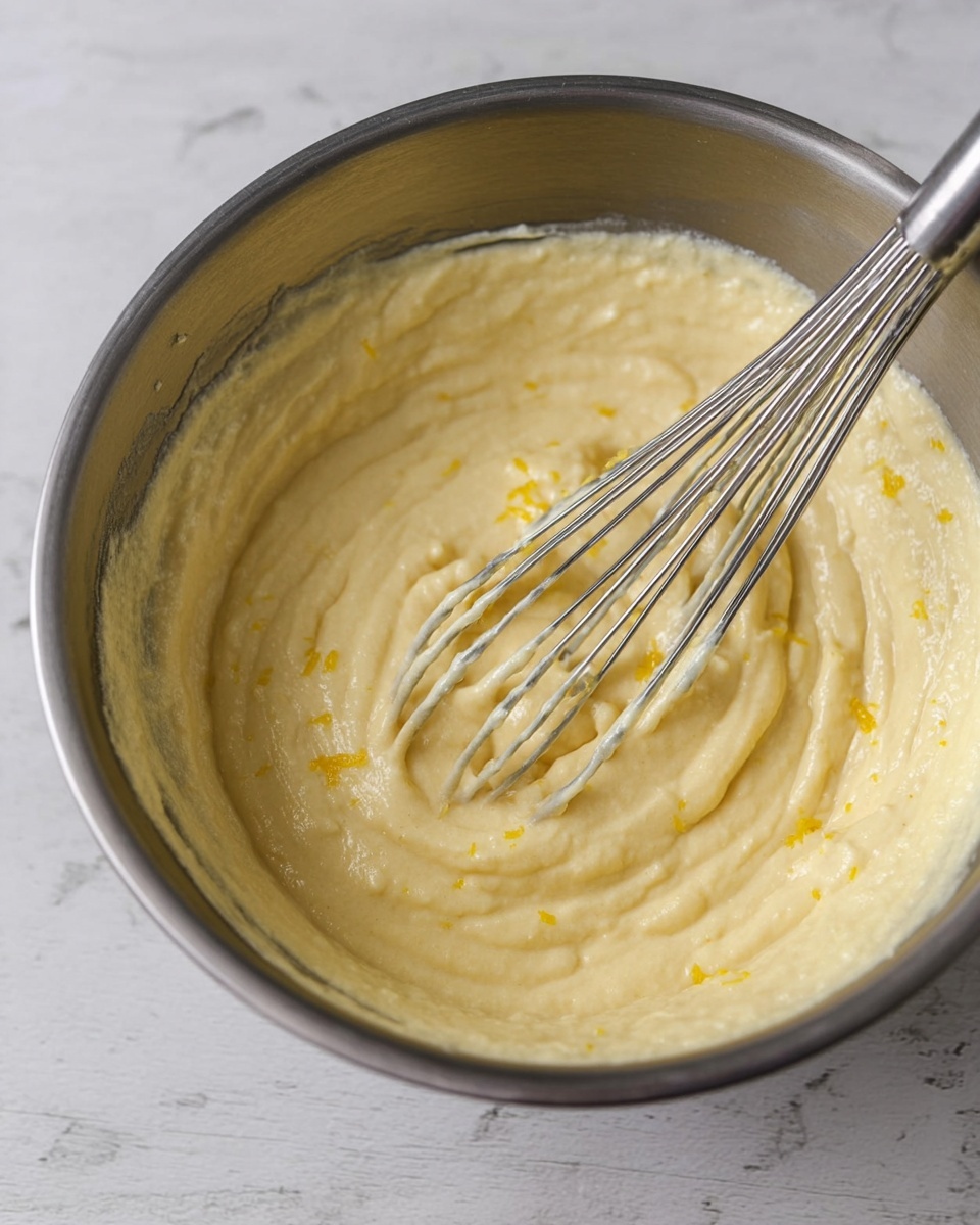 The image shows a collage of four photos featuring croissants on a baking tray with brown parchment paper. The first photo shows a woman's hand holding a croissant while a knife slices it horizontally, revealing its golden-brown, flaky texture. The second photo shows a bowl of creamy light yellow filling with a spoon inside and two whole croissants beside it, along with one croissant sliced open with the filling spread thickly on the bottom layer. The third photo shows a close-up of the croissant with the filling inside, placed on the tray next to the bowl and other croissants. The last photo shows three croissants on the tray topped with thin, white almond slices scattered evenly, highlighting the shiny, golden surface. photo taken with an iphone --ar 4:5 --v 7