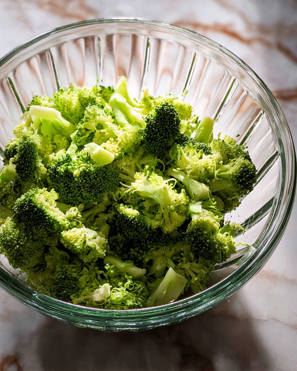 A clear glass bowl filled with bright green broccoli florets. The broccoli pieces have a fresh, slightly rough texture and are tightly packed inside the bowl. The bowl sits on a white marbled surface that has irregular grey and brown veins, adding contrast to the green of the broccoli. The image shows light shining softly on the broccoli, giving it a slightly shiny look. The bowl has ridges along its sides, visible due to the light reflections. photo taken with an iphone --ar 4:5 --v 7