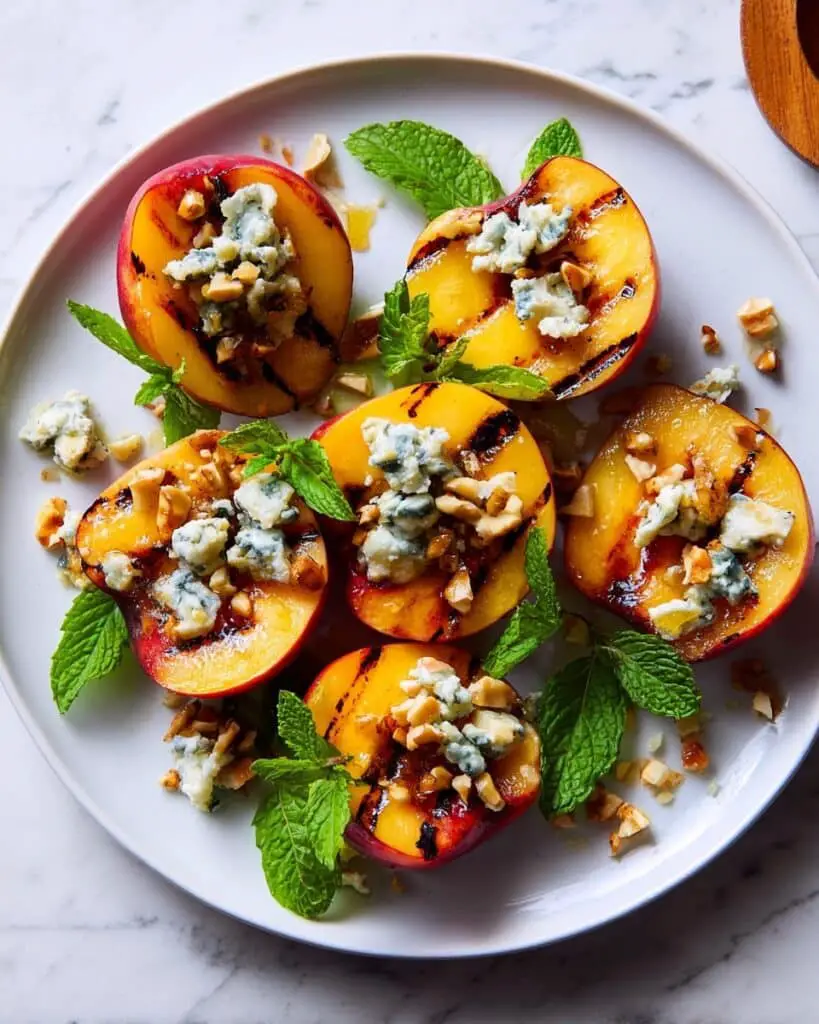 Grilled Nectarines with Gorgonzola and Hazelnuts Recipe