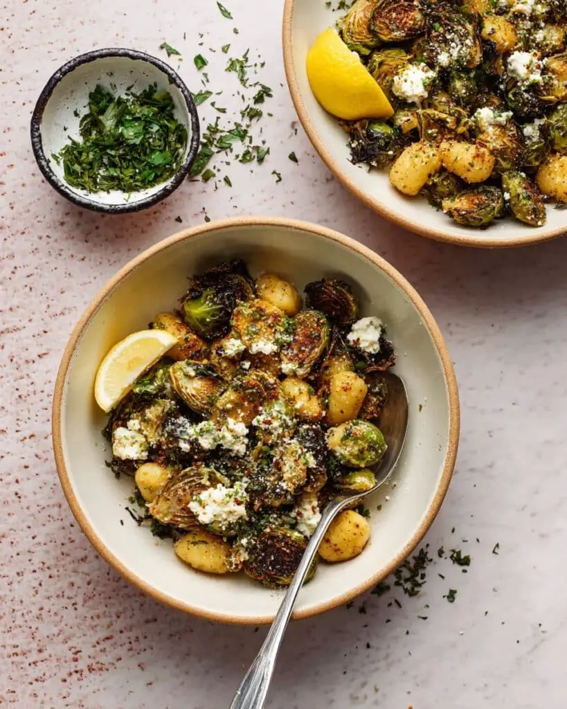 Crispy Brussels Sprouts Gnocchi with Feta Recipe