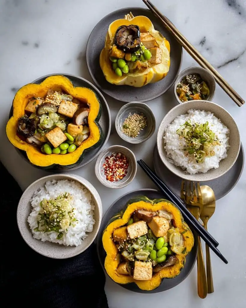 Baked Miniature Pumpkins with Shiitake and Silken Tofu Recipe