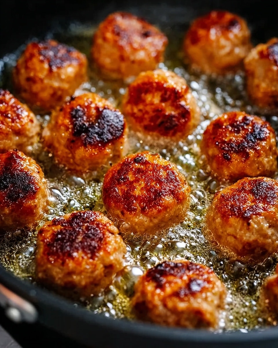 A white bowl filled halfway with fluffy white rice forms the base layer, topped with six browned meatballs that have a slightly crisp texture. A creamy orange sauce with red chili flakes pools around the meatballs and rice, coating them partially. Fresh green cilantro leaves are sprinkled generously over the meatballs and sauce, adding a fresh color contrast. The bowl is set on a white marbled surface. photo taken with an iphone --ar 4:5 --v 7