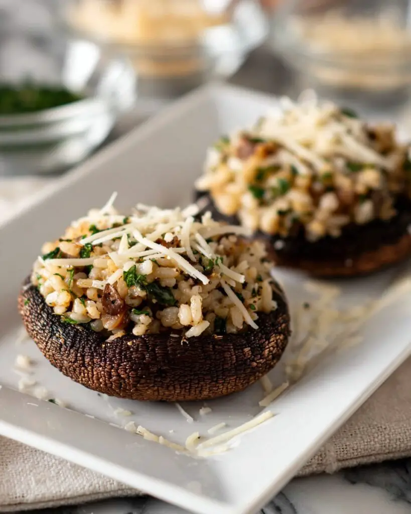 Stuffed Portobello Mushrooms with Swiss Chard Risotto and Parmesan Recipe
