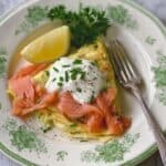 Giant Skillet Potato Latke with Smoked Salmon, Sour Cream, and Dill Recipe