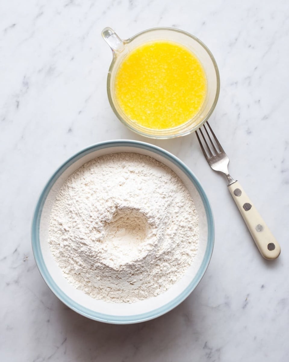 A thin, golden brown crepe with small darker spots sits flat on a white plate, slightly uneven around the edges, with a half lemon placed near the top edge of the crepe. To the upper left of the plate, there is a white bowl filled with a mixture of cinnamon and sugar, with a spoon resting inside it. The entire scene is set on a white marbled surface. photo taken with an iphone --ar 4:5 --v 7