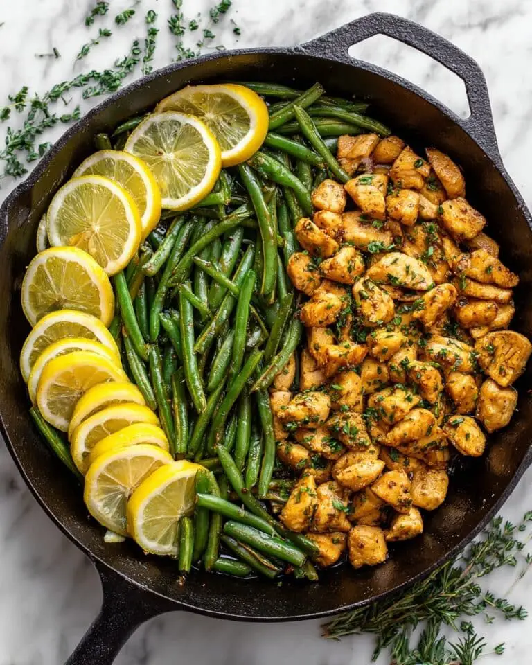 Lemon Garlic Butter Chicken and Green Beans Skillet Recipe