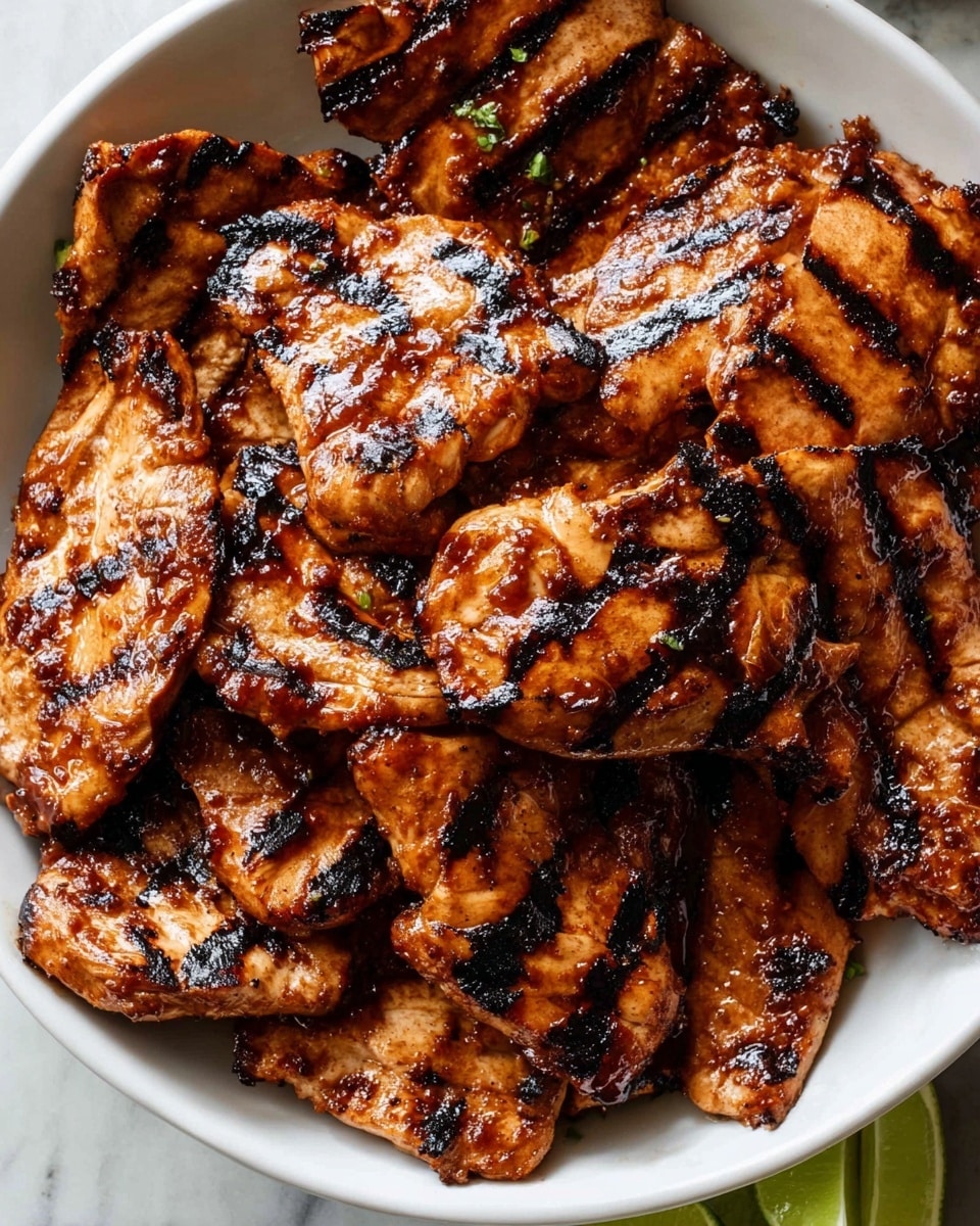 Two lettuce wraps sit side by side on a white plate over a white marbled surface. Each wrap has a base layer of fresh green lettuce leaf, followed by a layer of white rice. On top of the rice, there are grilled pieces of chicken with dark char marks, adding a crispy texture. Between the chicken pieces, there are some orange kimchi pieces. The wraps are finished with small green onion slices and scattered white sesame seeds for garnish. Photo taken with an iphone --ar 4:5 --v 7