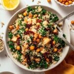 Lemony Quinoa Kale Salad with Crispy Chickpeas Recipe