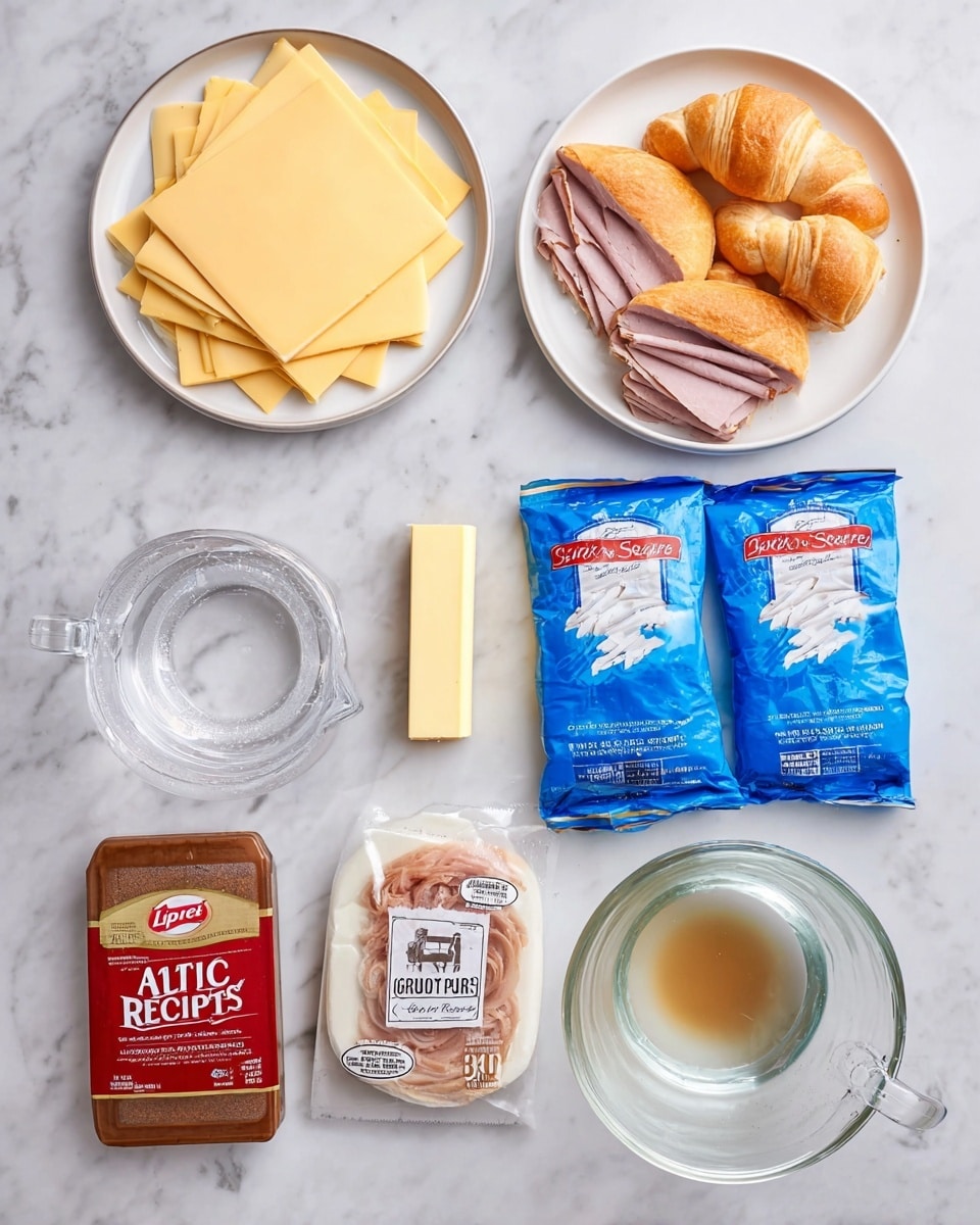 The image shows small golden-brown puff pastry pockets with a crispy, flaky texture on the outside. Each pocket is square-shaped and slightly puffed, with bits of fresh green herbs sprinkled on top. Inside, the filling is creamy and light brown, with visible chunks that add texture to the creamy mixture. The pastries are arranged closely together on a white plate with a subtle gray floral pattern, set on a surface with a white marbled texture. photo taken with an iphone --ar 4:5 --v 7