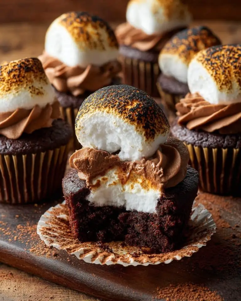 Hot Cocoa Cupcakes with Marshmallow Filling and Chocolate Frosting Recipe