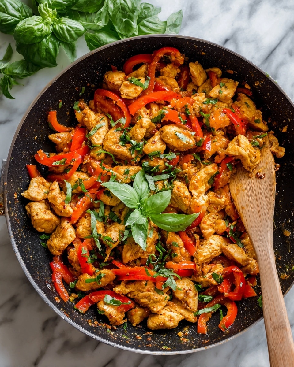 The image shows a clear glass cup filled with dark liquid, almost black with slight swirls on the surface. The cup is placed on a white marbled texture. Around the cup, there are fresh green basil leaves scattered, some loose and some inside a round wooden bowl on the top left side. The wooden bowl holds green leaves with small yellow flowers attached. The background has a rustic look with a brownish texture, but the main surface where items rest is white marbled. photo taken with an iphone --ar 4:5 --v 7