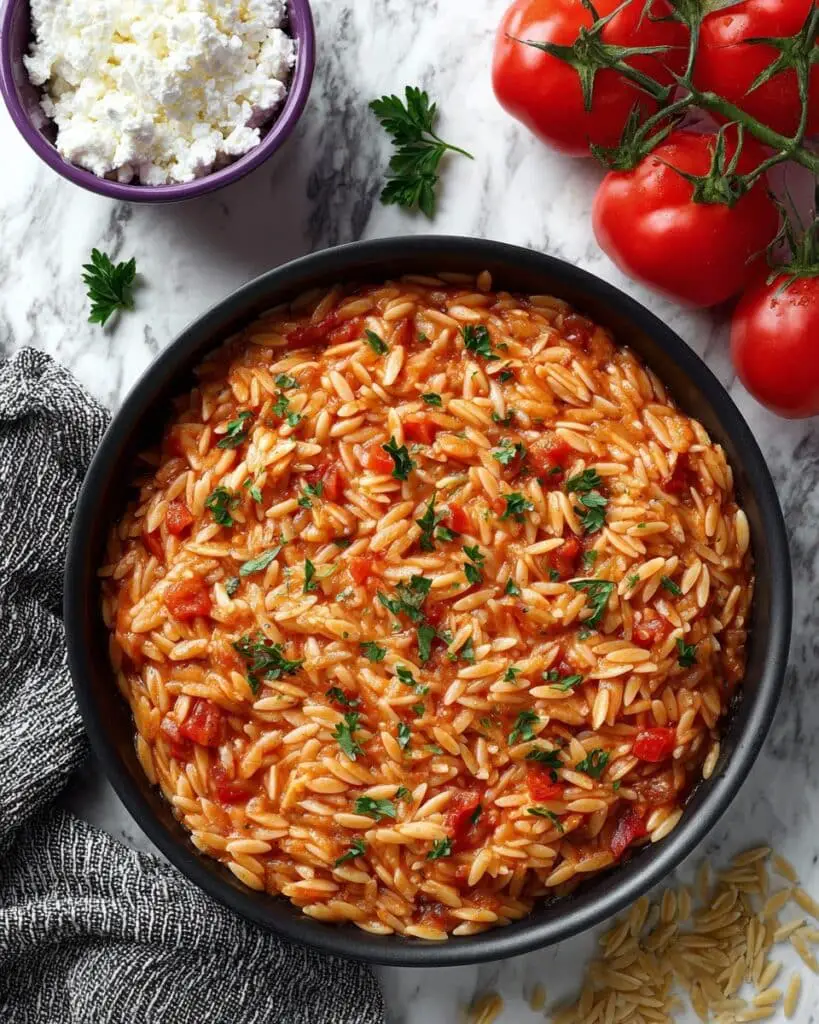 Manestra (Greek Orzo with Tomato Sauce) Recipe