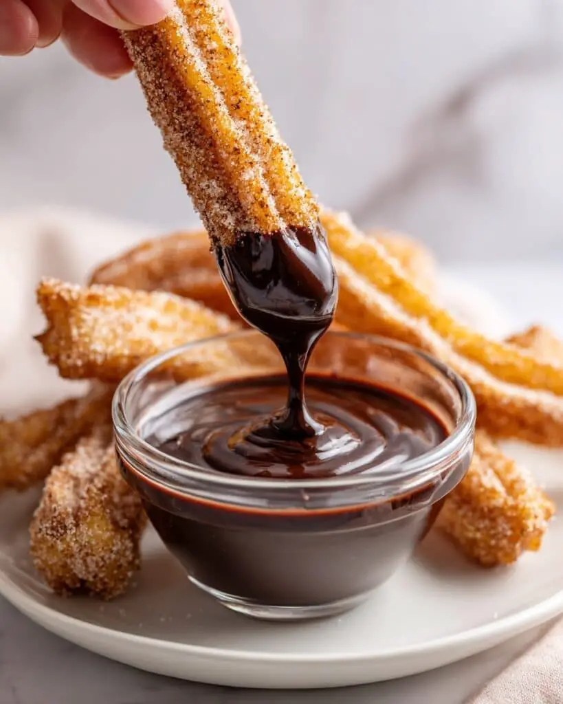 Baked Churros with Cinnamon Sugar and Dipping Sauces Recipe