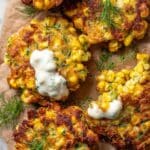 Corn and Zucchini Fritters with Herb Yogurt Sauce Recipe