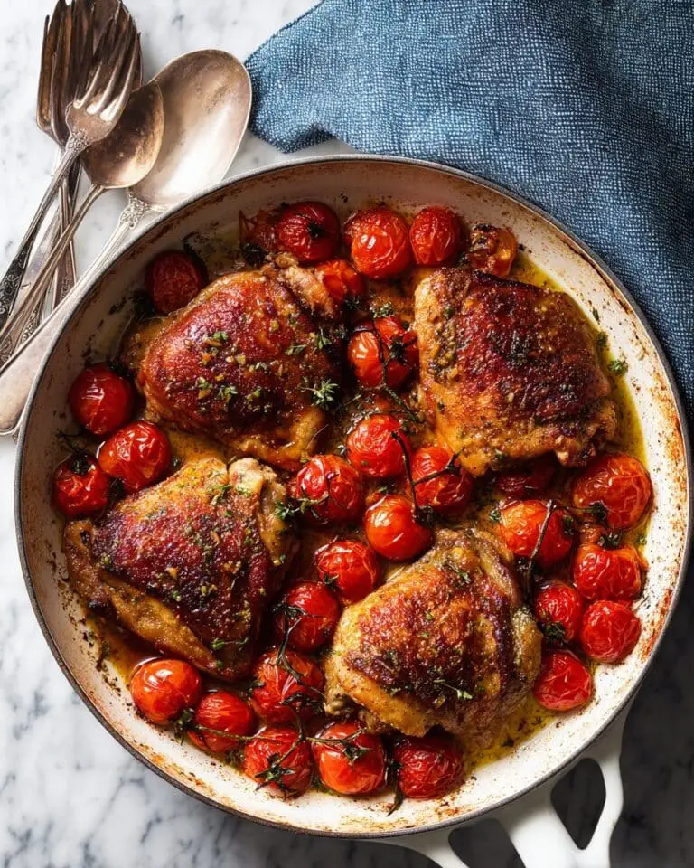 Creamy Pesto Chicken with Roasted Tomatoes Recipe