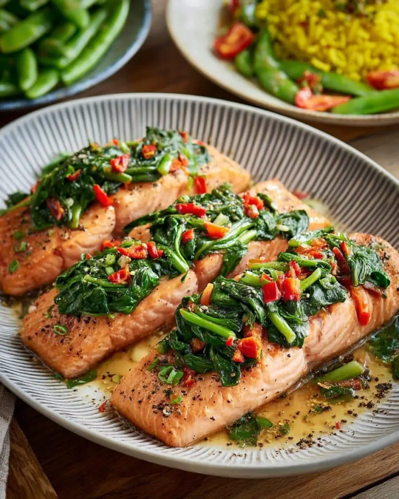 Stuffed Salmon with Spinach and Roasted Red Peppers Recipe