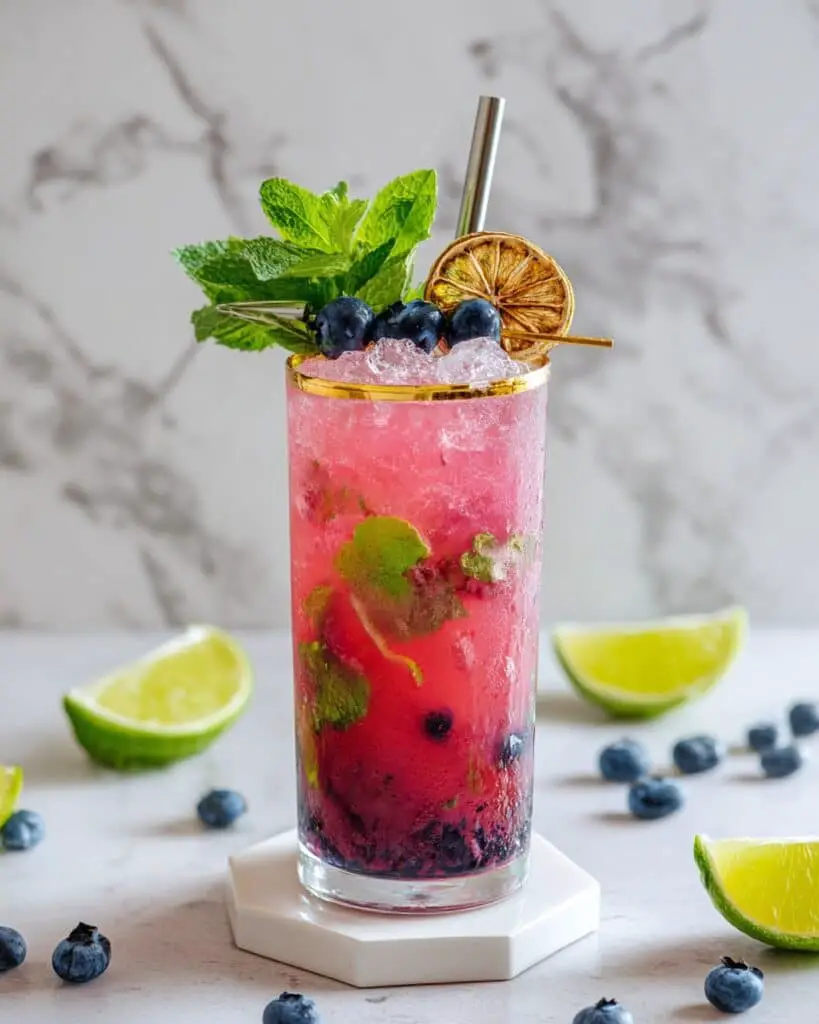 Blueberry Mint Lime Mocktail Recipe