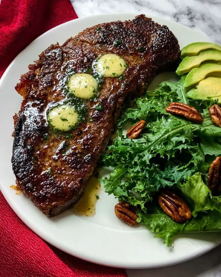 Chili Rubbed Ribeye Steak with Maple Bourbon Butter Recipe