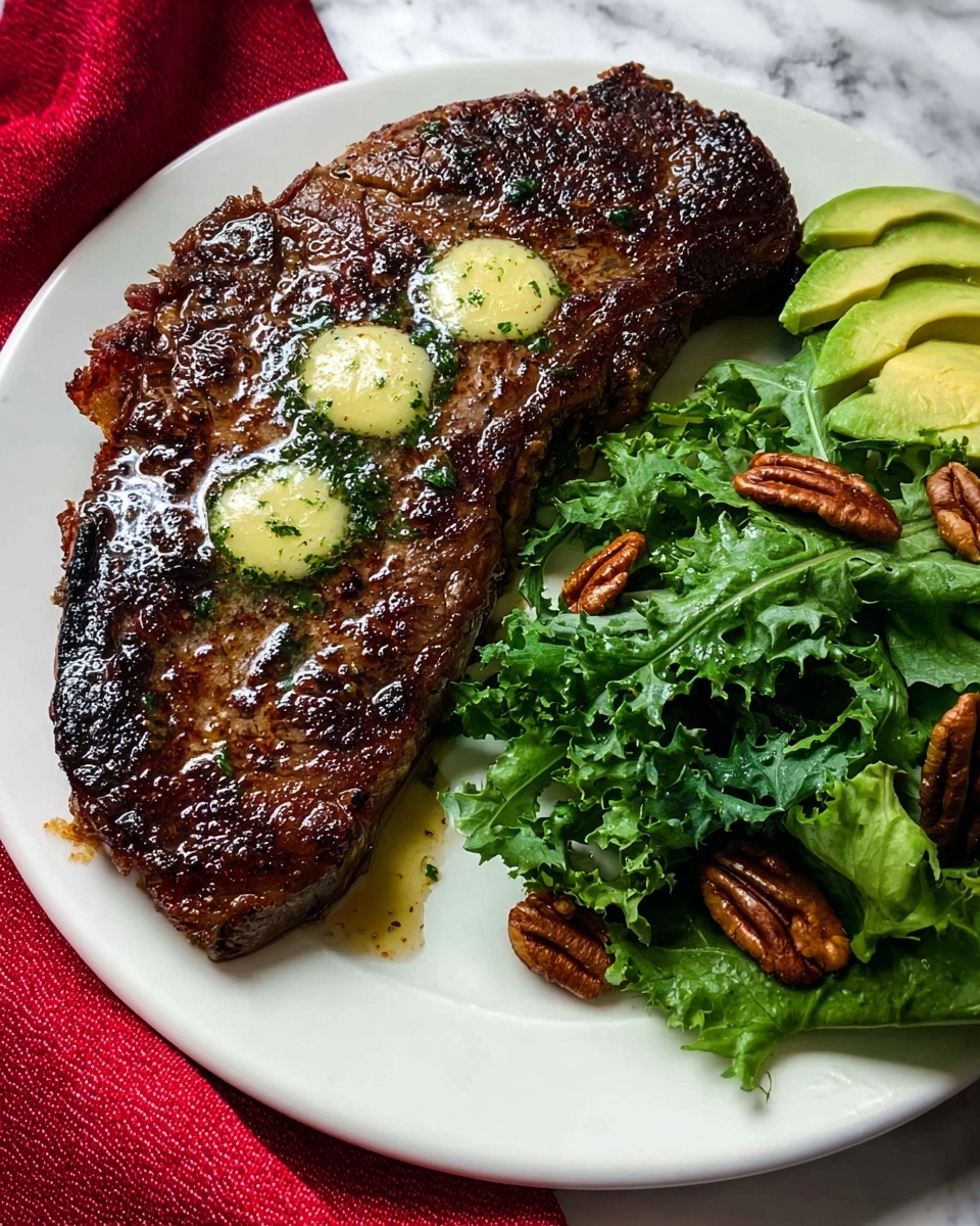 Chili Rubbed Ribeye Steak with Maple Bourbon Butter Recipe