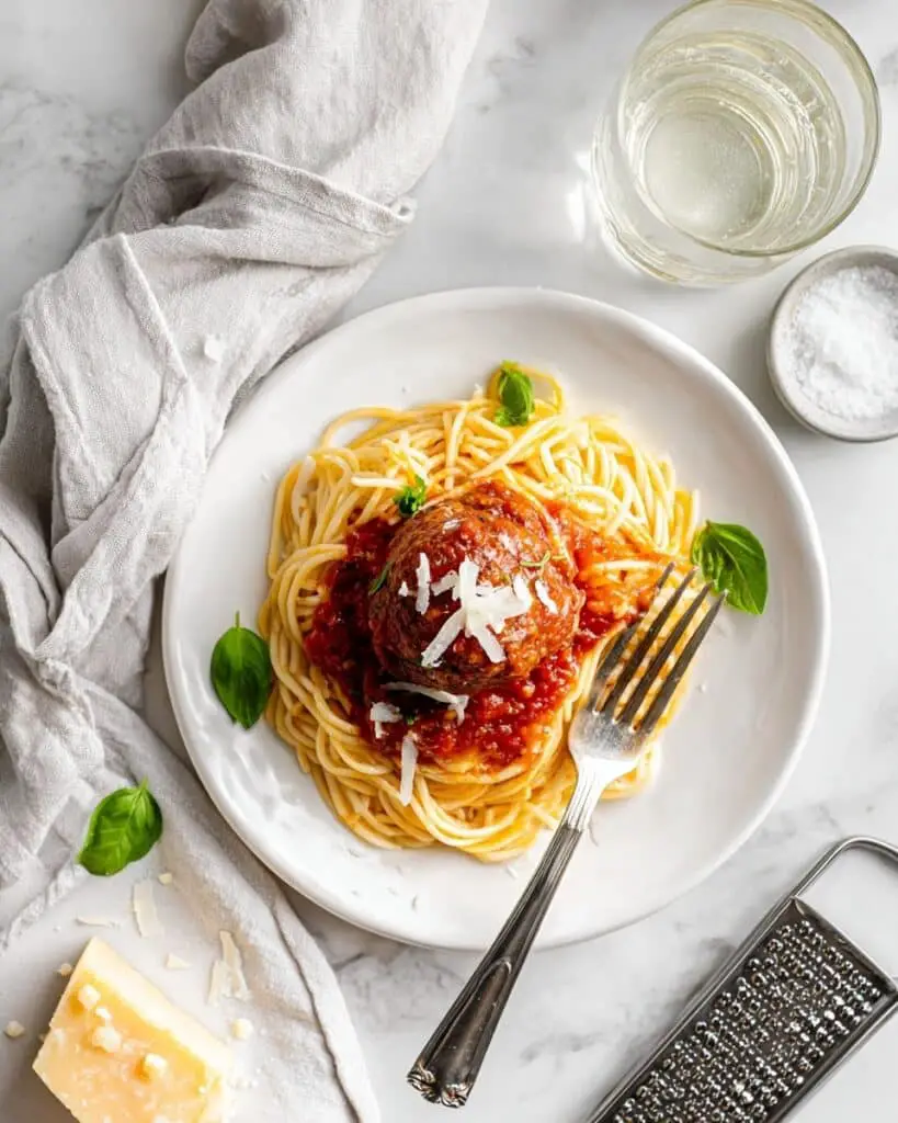 Spaghetti with Giant Meatballs Recipe