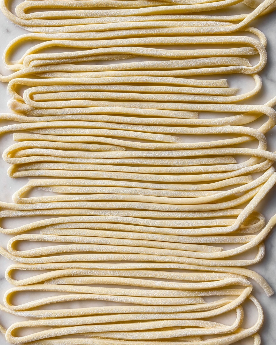 The image shows a white bowl filled with thick, twisted spaghetti noodles coated in a light olive oil sauce, scattered with chopped green herbs and small red chili flakes. The noodles are piled loosely in the bowl with some fresh herb leaves on top adding texture and color. A silver fork is stuck into the noodles on the right side of the bowl. The bowl sits on a white marbled surface with small bowls of spices and fresh herbs placed around it. Photo taken with an iphone --ar 4:5 --v 7