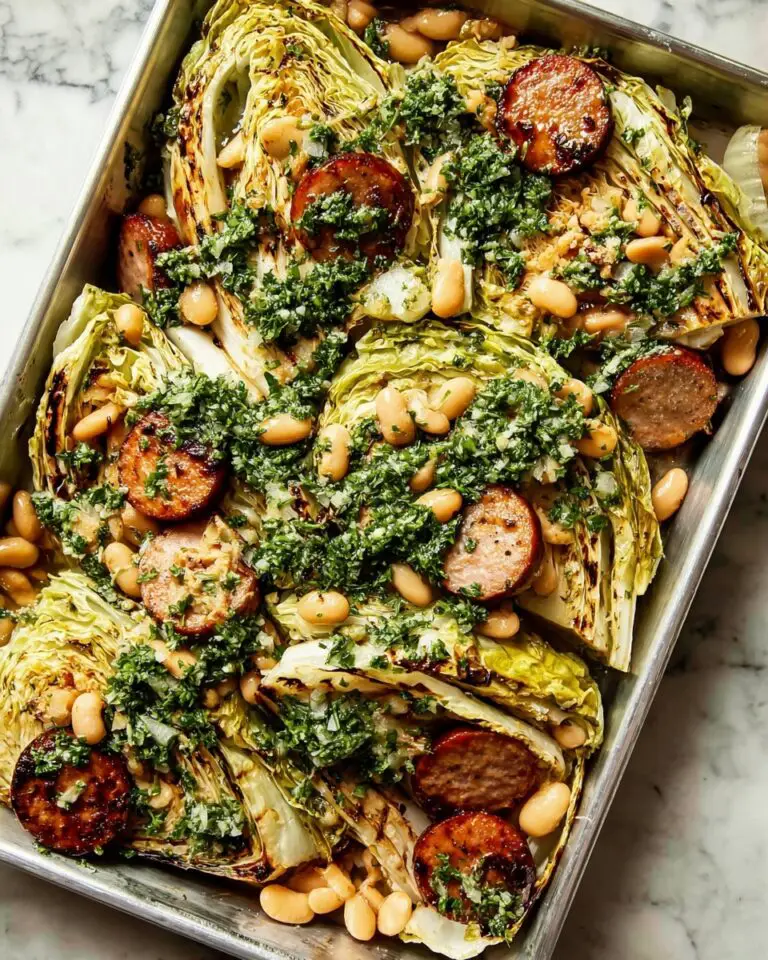Cabbage and Sausage Dinner with White Beans and Herb Dressing Recipe