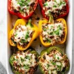 Stuffed Bell Peppers with Ground Beef, Spinach, and Cheese Recipe