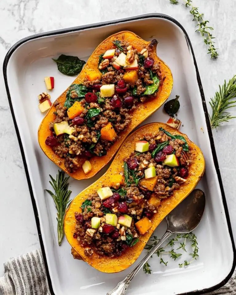 Apple Sausage Stuffed Butternut Squash Recipe